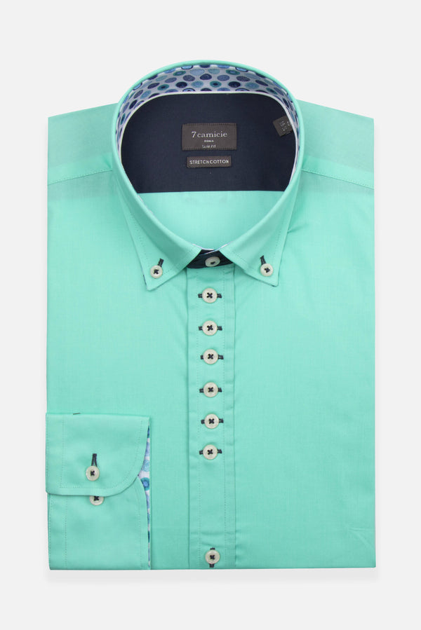 Camicia Uomo Donatello Iconic Popelin Stretch Verde