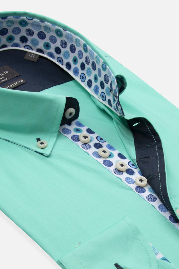 Camicia Uomo Donatello Iconic Popelin Stretch Verde