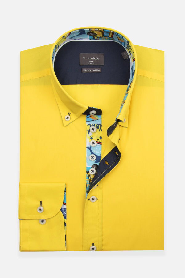 Camicia Uomo Donatello Iconic Popelin Stretch Giallo