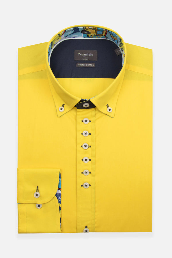 Camicia Uomo Donatello Iconic Popelin Stretch Giallo