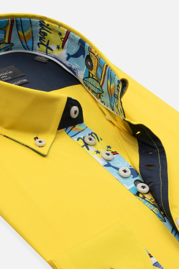 Camicia Uomo Donatello Iconic Popelin Stretch Giallo