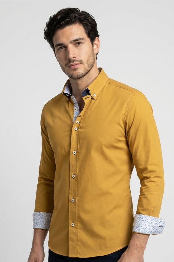 Donatello Iconic Herren Hemd Poplin Stretch Gelbe