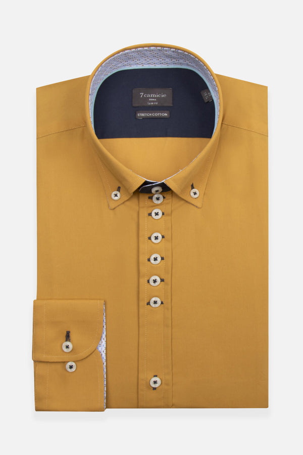 Camicia Uomo Donatello Iconic Popelin Stretch Giallo