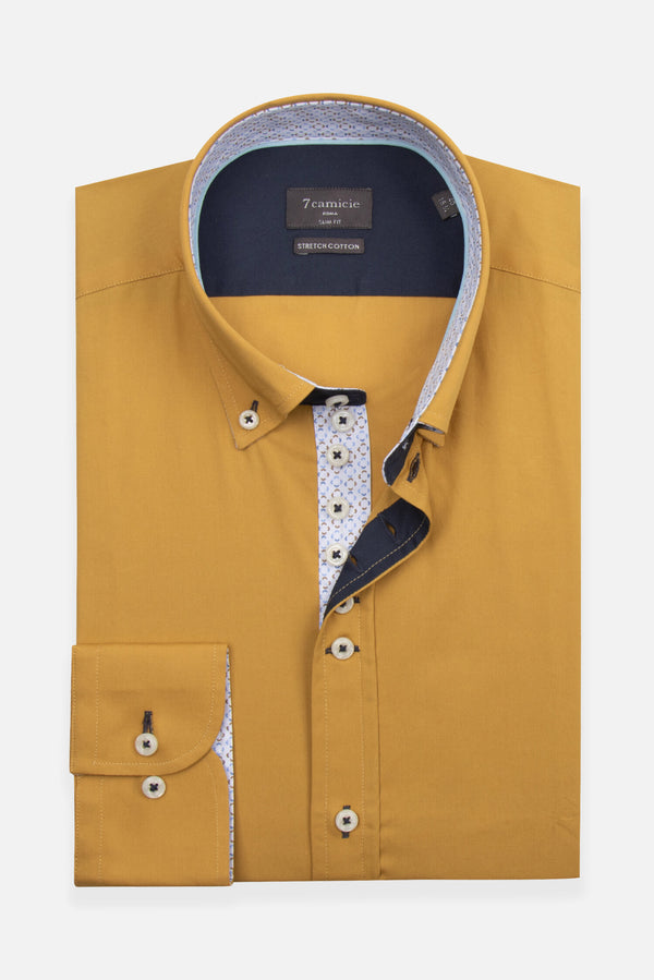 Camicia Uomo Donatello Iconic Popelin Stretch Giallo