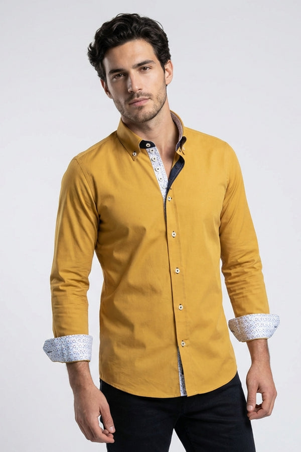 Donatello Iconic Herren Hemd Poplin Stretch Gelbe