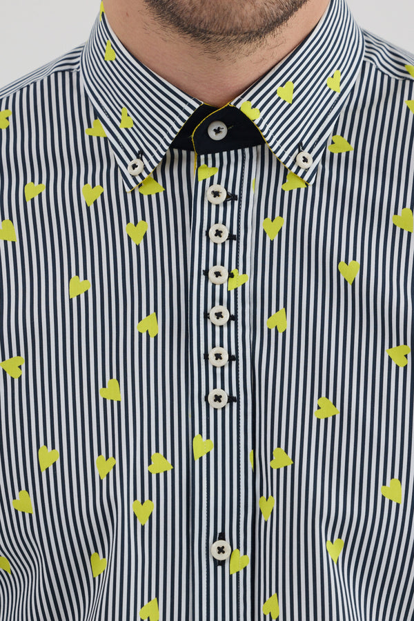 Camicia Uomo Donatello Iconic Popelin Stretch Nero Giallo