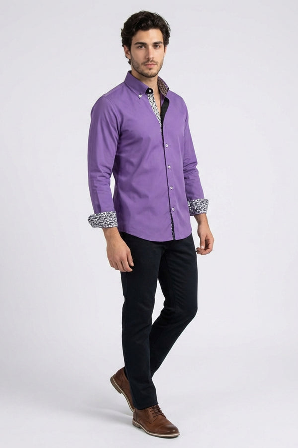 Donatello Iconic Herren Hemd Satin Violett