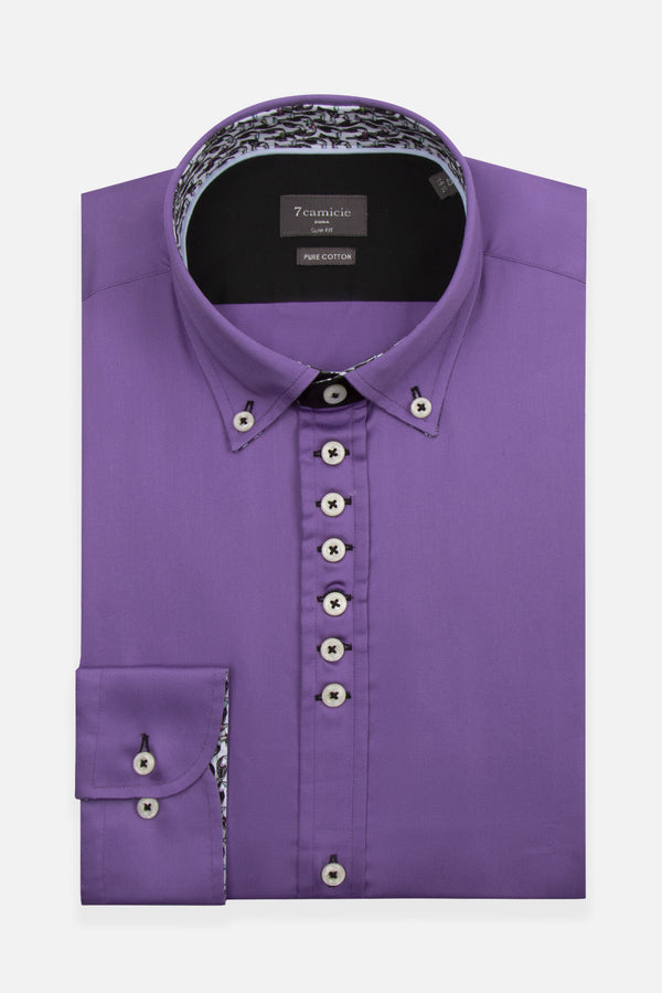 Camicia Uomo Donatello Iconic Satin Viola