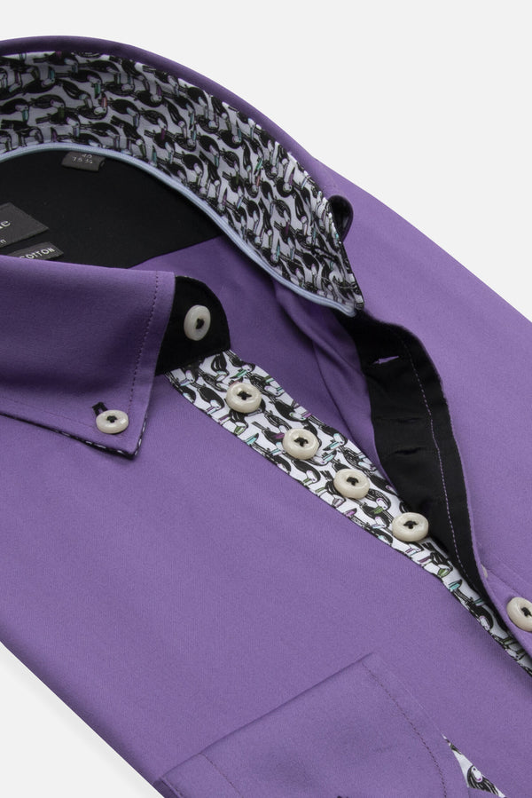 Camicia Uomo Donatello Iconic Satin Viola