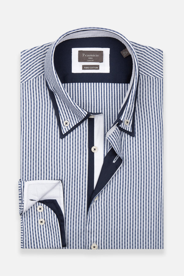 Sport Herren Hemd Jacquard Blau Weiss
