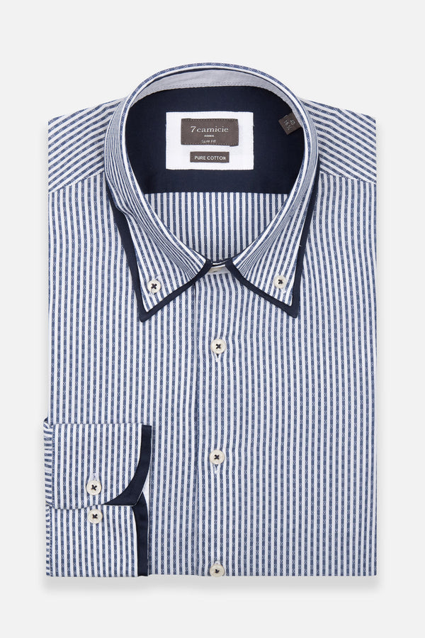 Sport Herren Hemd Jacquard Blau Weiss