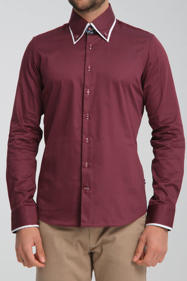 Camicia Uomo Sport Satin Rosso