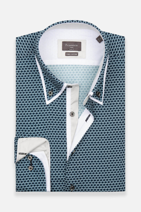 Camicia Uomo Sport Twill Nero Bianco