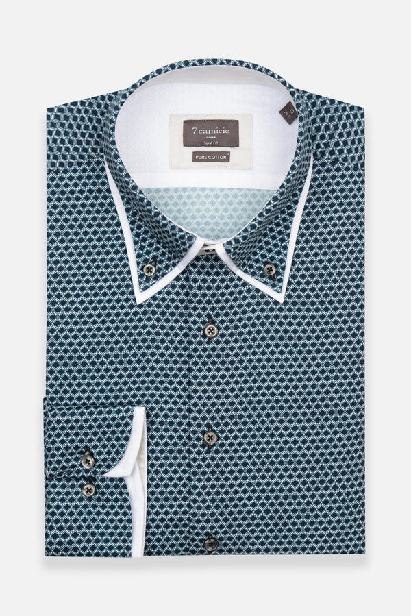 Camicia Uomo Sport Twill Nero Bianco