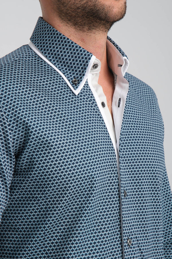 Camicia Uomo Sport Twill Nero Bianco