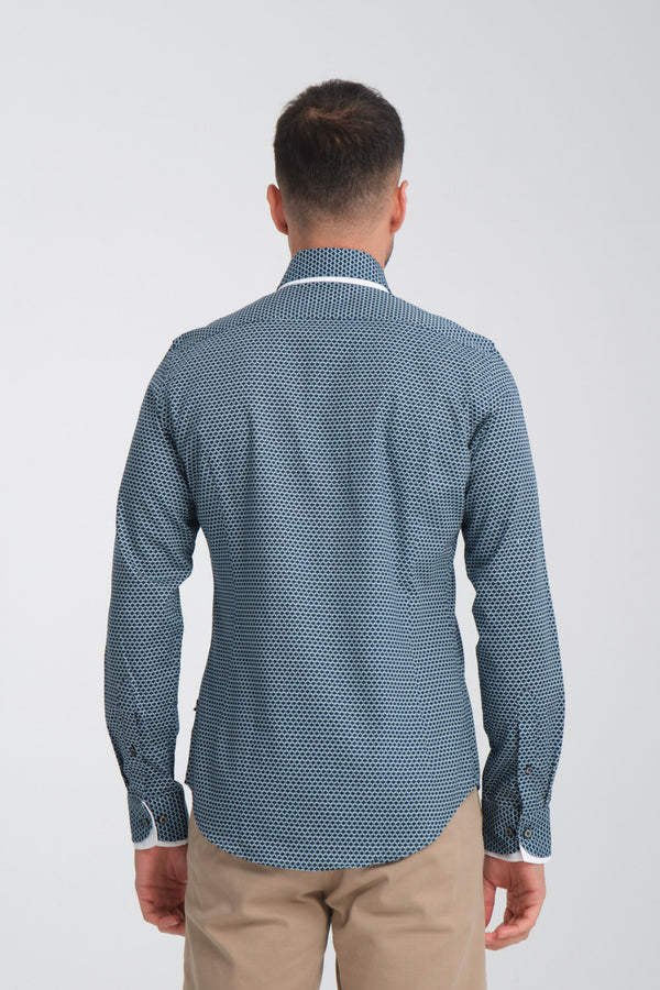 Camicia Uomo Sport Twill Nero Bianco