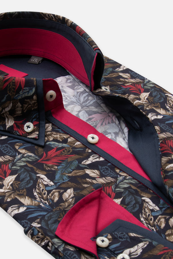 Camicia Uomo Marco Polo Iconic Popelin Stretch Blu Rosso