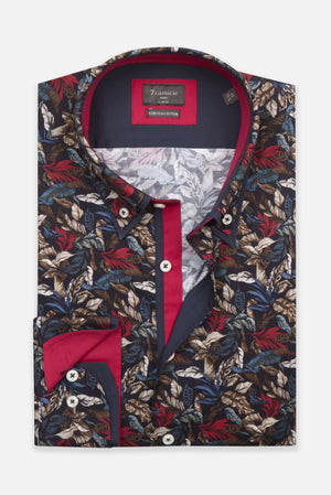 Marco Polo Iconic Poplin Stretch Man Shirt Blue Red