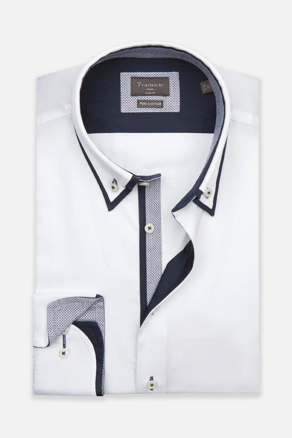 Camicia Uomo Marco Polo Iconic Satin Bianco