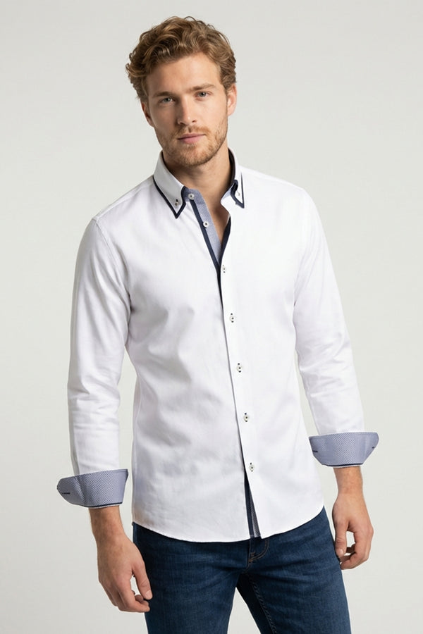 Chemise Homme Marco Polo Iconic Satin Blanc
