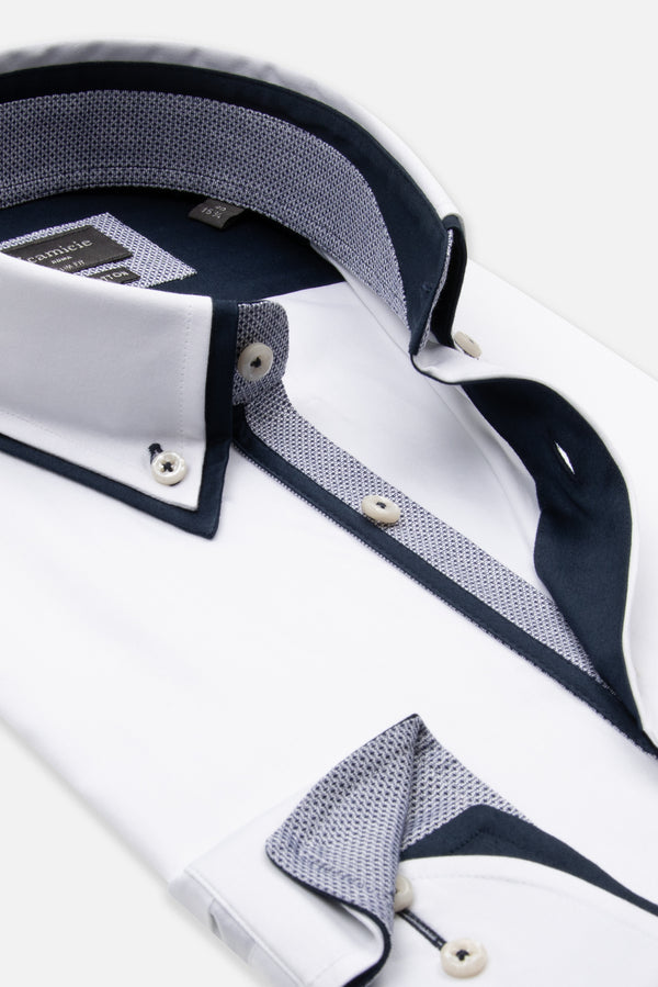 Camicia Uomo Marco Polo Iconic Satin Bianco