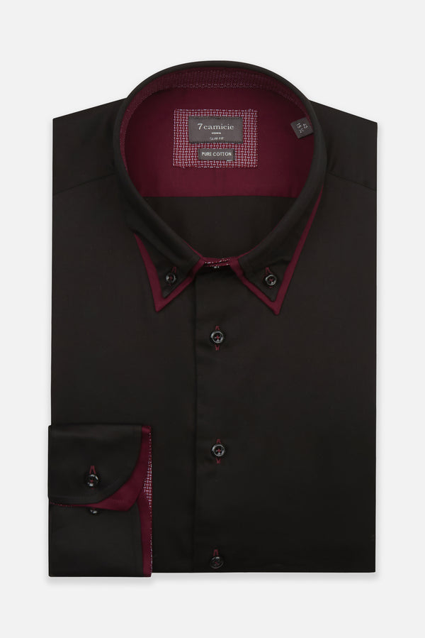 Camicia Uomo Satin Nero