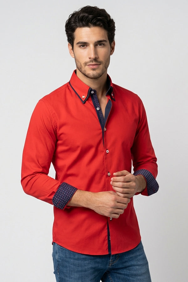 Chemise Homme Marco Polo Iconic Satin Rouge