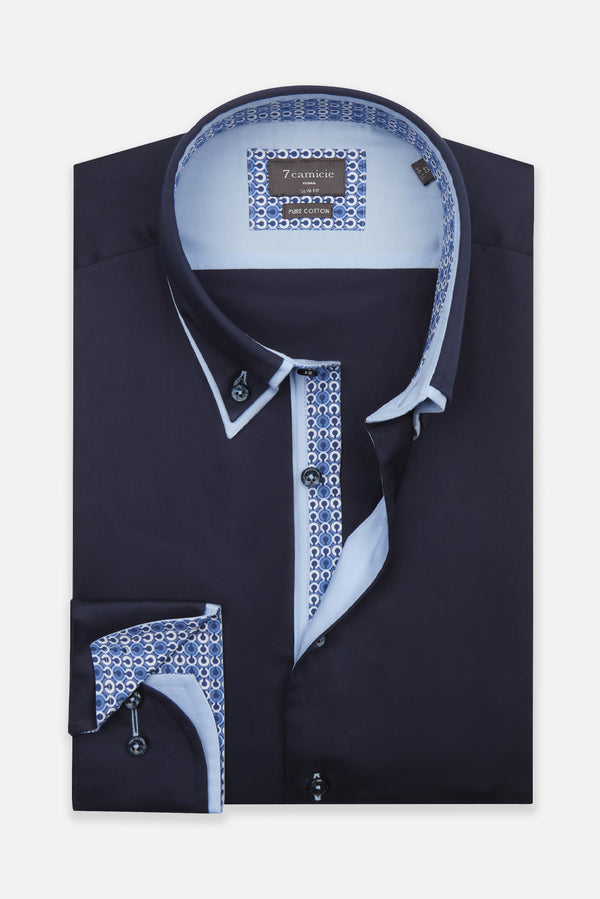 Camicia Uomo Marco Polo Iconic Satin Blu