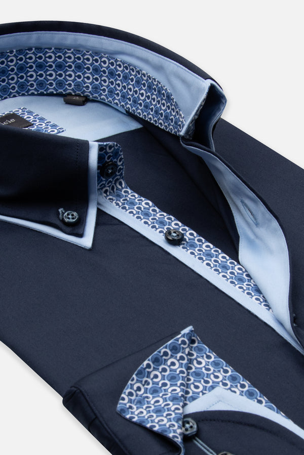 Camicia Uomo Marco Polo Iconic Satin Blu