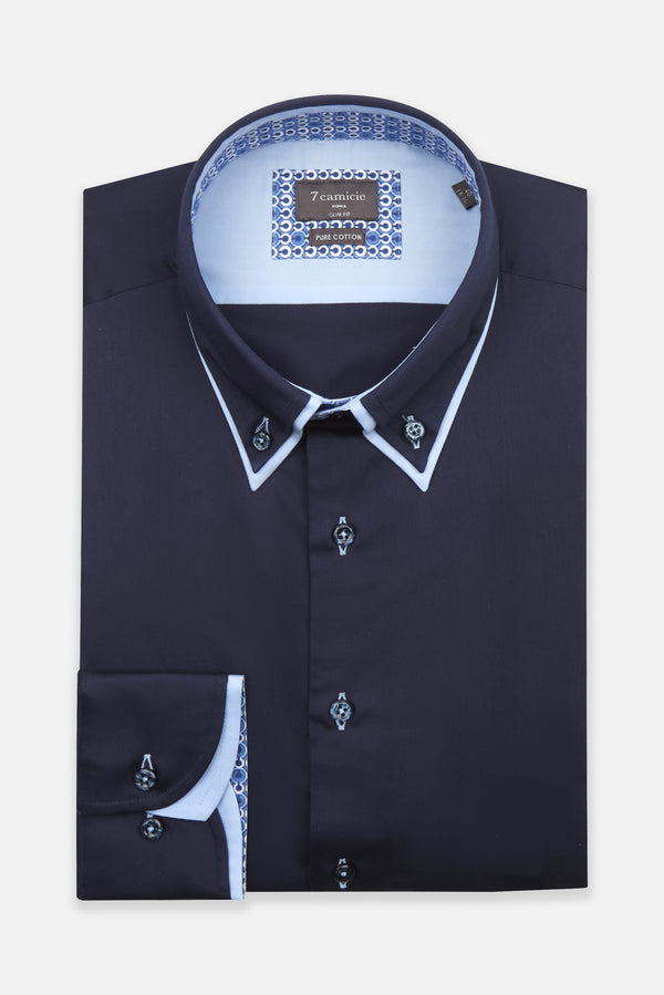Camicia Uomo Marco Polo Iconic Satin Blu