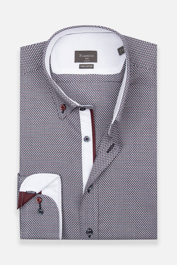 Camisa Hombre Sport Jacquard Azul Rojo