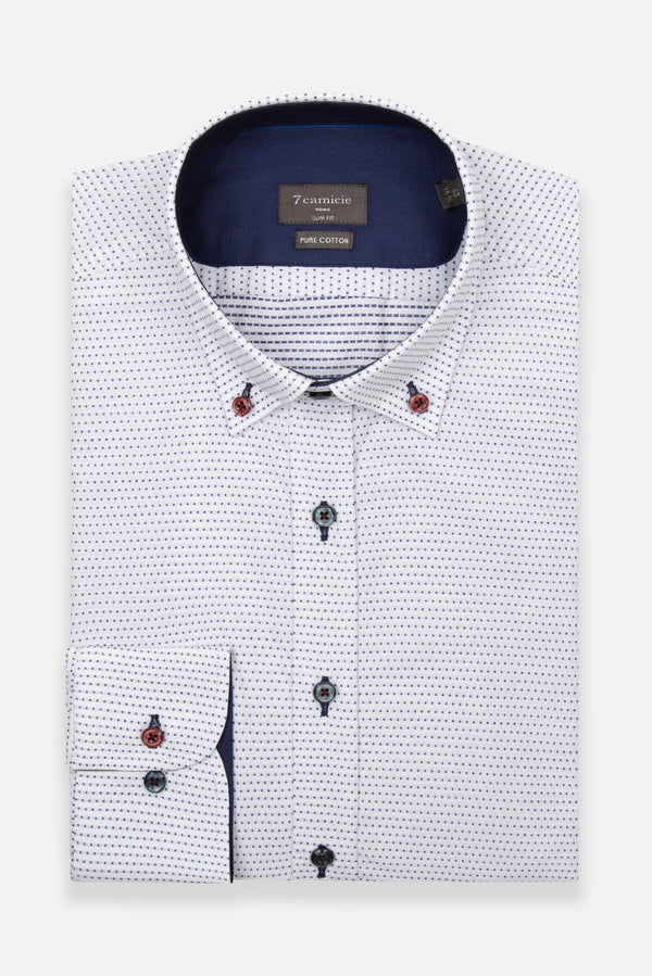 Camicia Uomo Sport Jacquard Bianco Blu