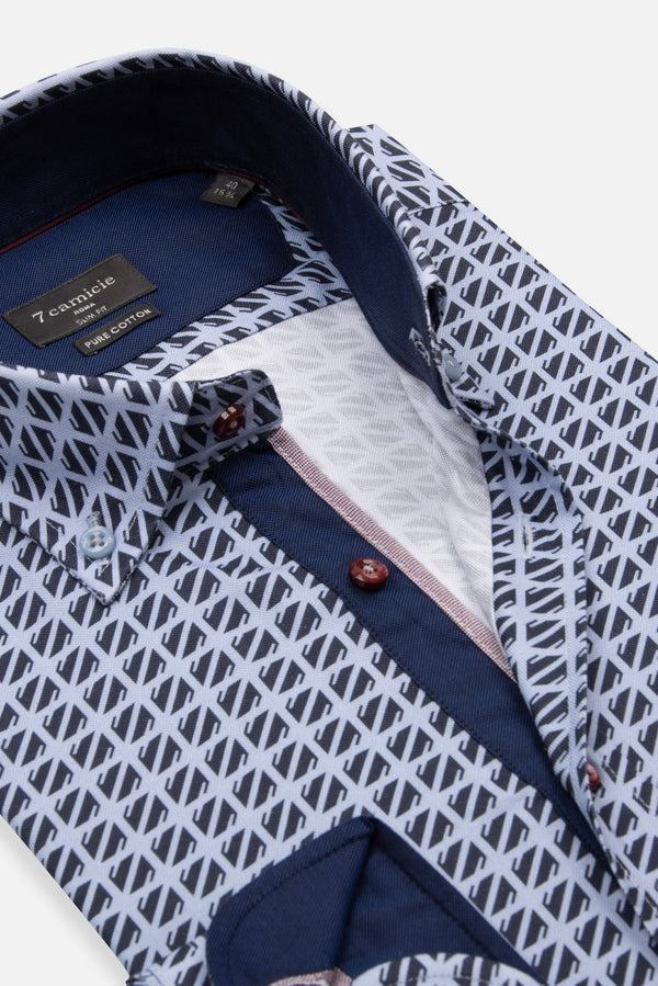 Camicia Uomo Sport Oxford Celeste Blu