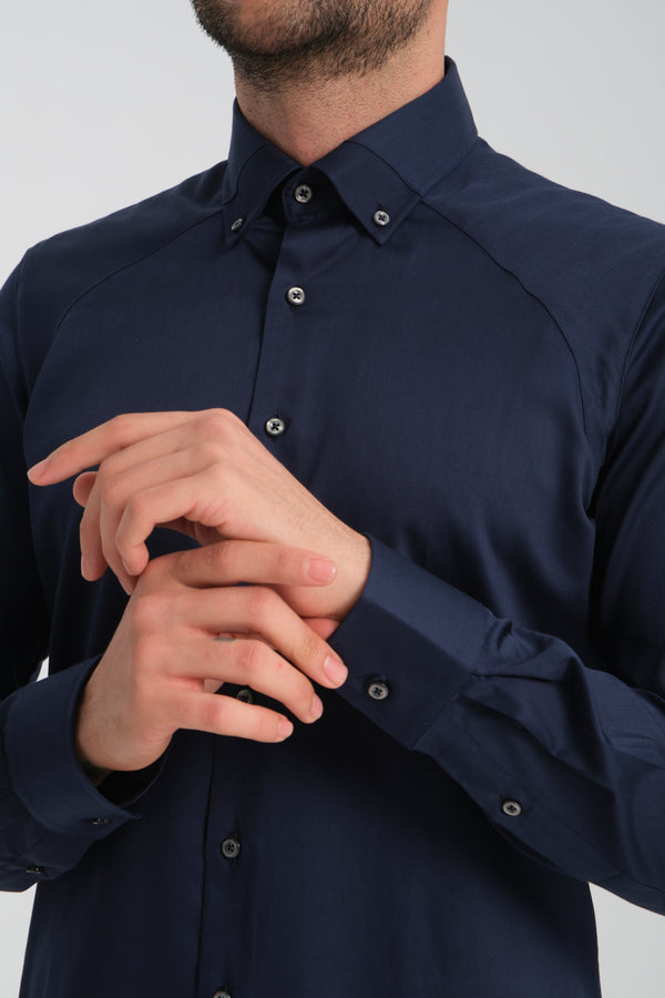 Camicia Uomo Satin Blu