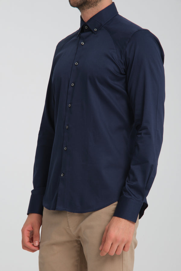 Chemise Homme Satin Bleu