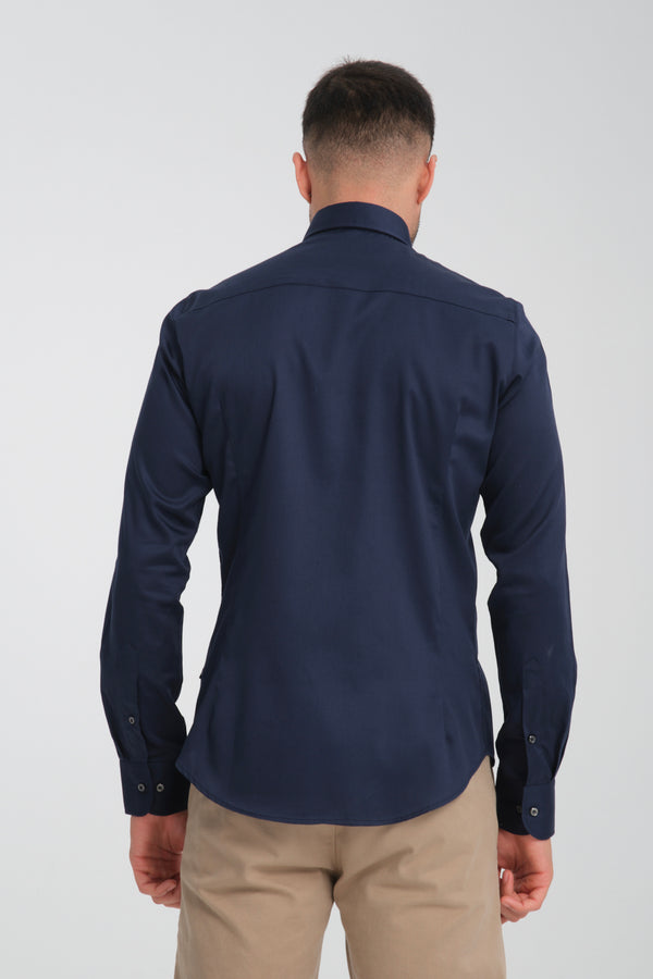 Chemise Homme Satin Bleu