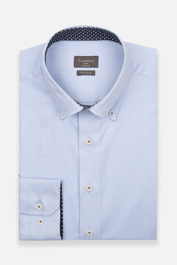 Sport Poplin Man Shirt White Light Blue Non Iron