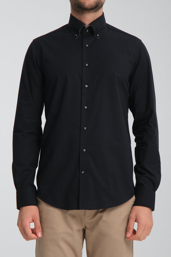 Sport Poplin Man Shirt Black Non Iron