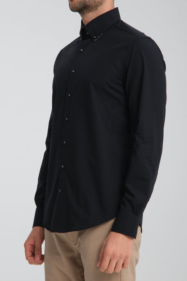 Camisa Hombre Sport Popelin Negro Sin plancha