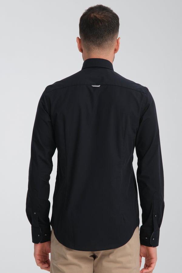 Sport Poplin Man Shirt Black Non Iron