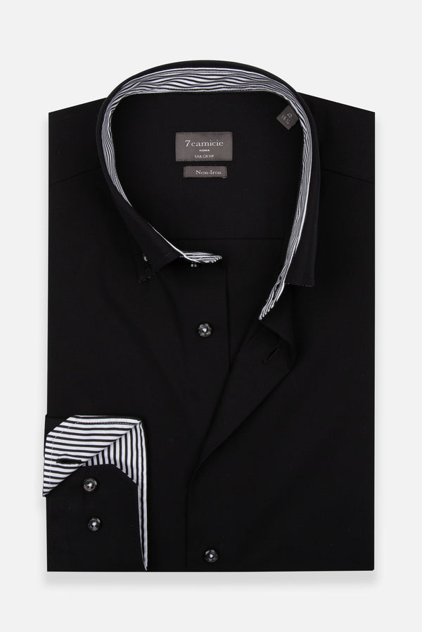 Camisa Hombre Sport Popelin Negro Sin plancha