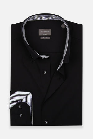 Camicia Uomo Sport Popelin Nero No Stiro