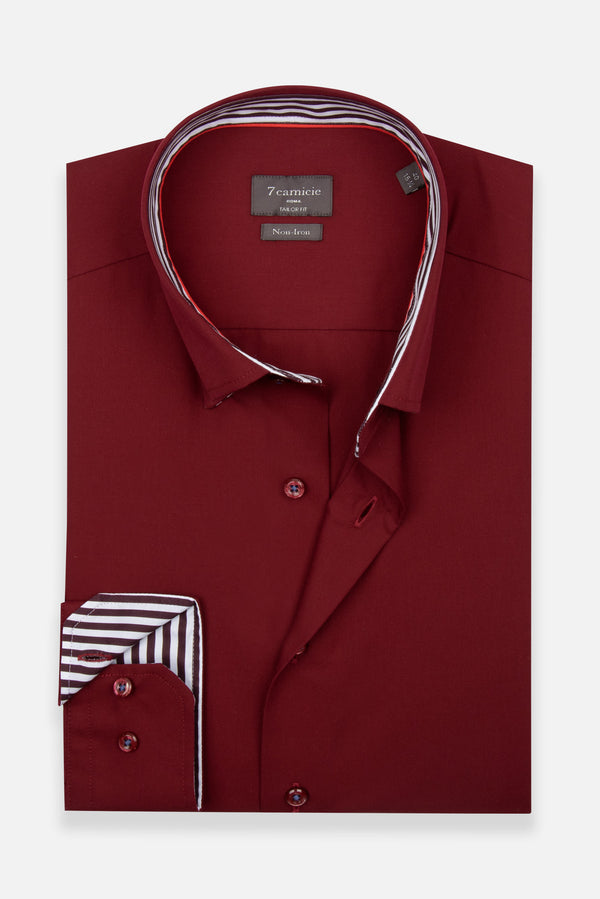 Camicia Uomo Sport Popelin Rosso No Stiro