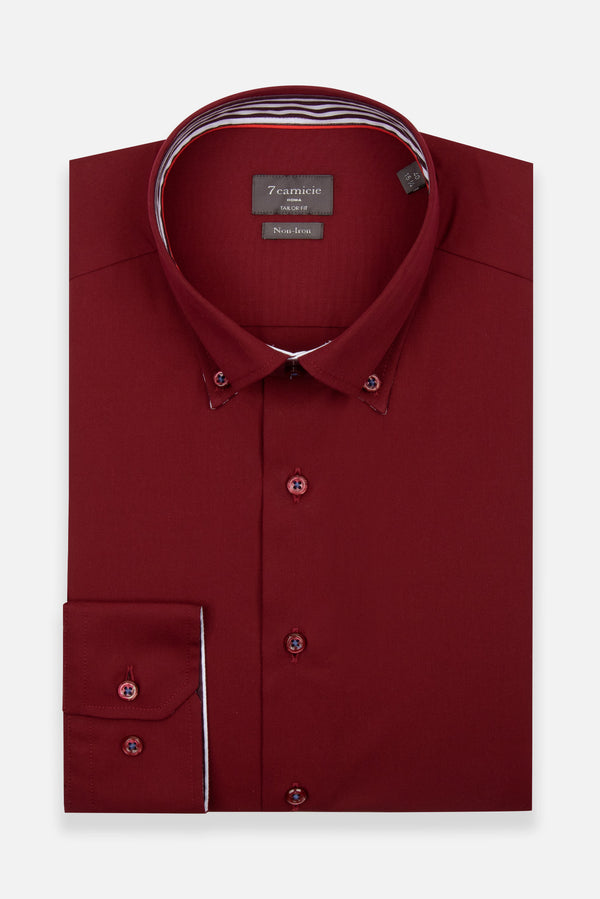 Chemise Homme Sport Popelin Rouge Sans repassage