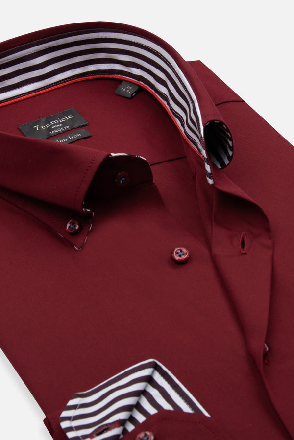 Camicia Uomo Sport Popelin Rosso No Stiro