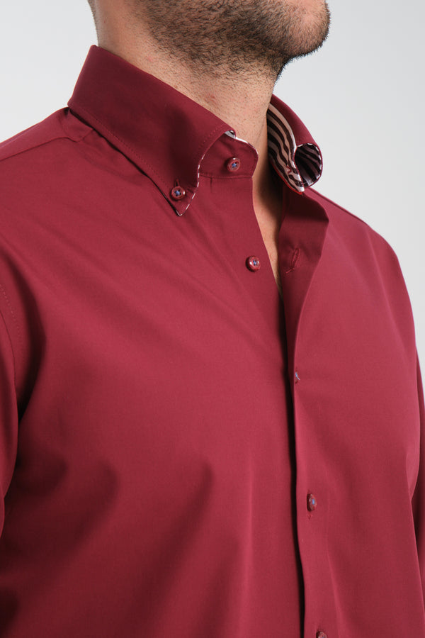 Camicia Uomo Sport Popelin Rosso No Stiro