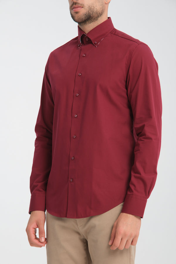 Camisa Hombre Sport Popelin Rojo Sin plancha