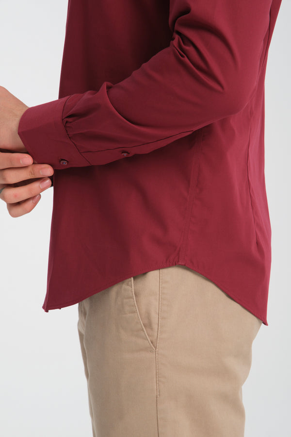 Camicia Uomo Sport Popelin Rosso No Stiro