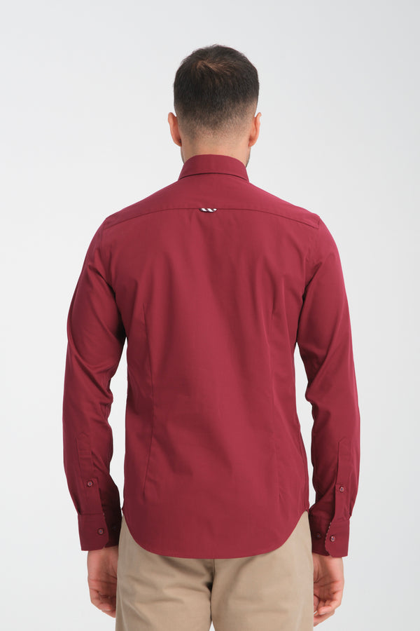 Camisa Hombre Sport Popelin Rojo Sin plancha