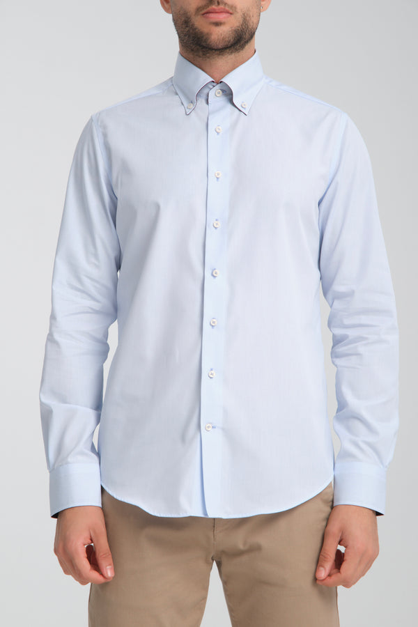 Sport Poplin Man Shirt White Light Blue Non Iron